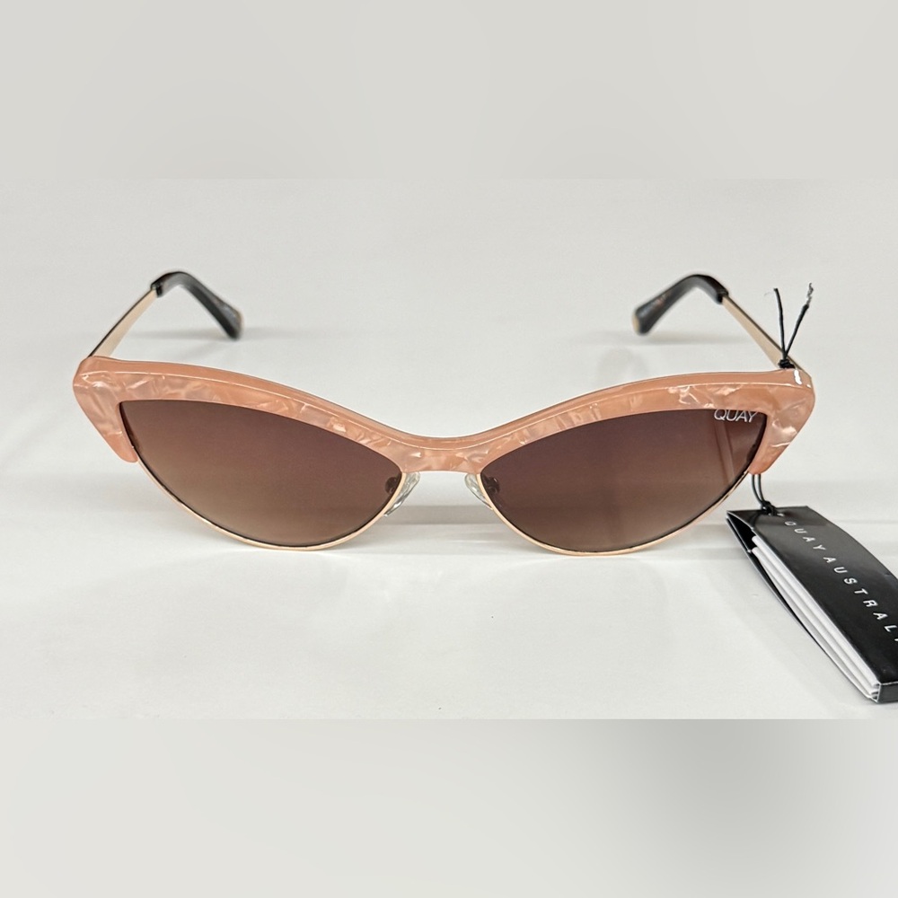 QUAY AUSTRALIA ALL NIGHT PEACH PEARL / BROWN LENS SUNGLASSES - Picture 6 of 9